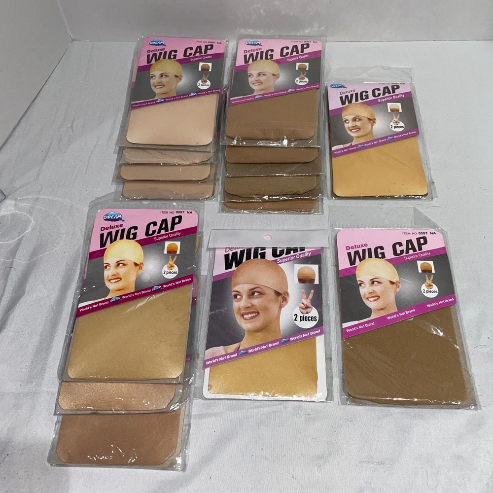 14 Pack Dream Deluxe Wig Cap Lot 2pc Per Pack Stocking Caps Nude Tan Brown 0097